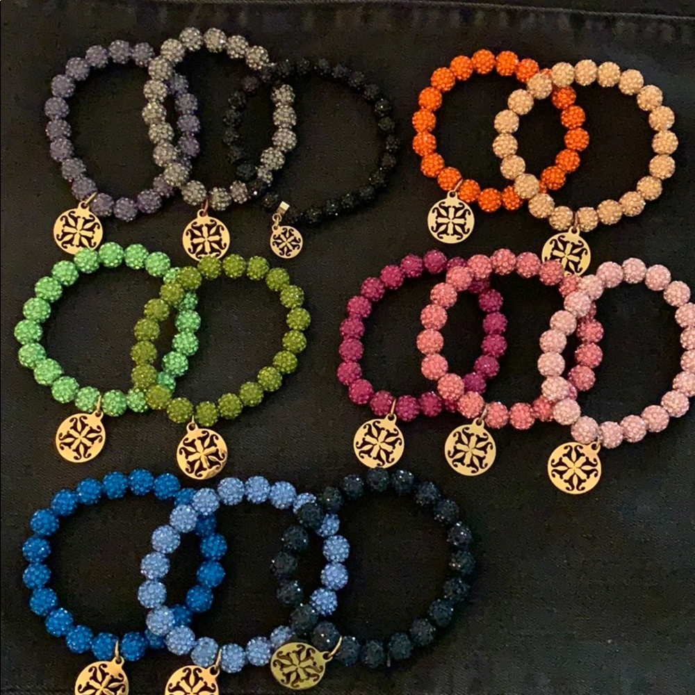 Rustic cuff elastic sparkle bracelets